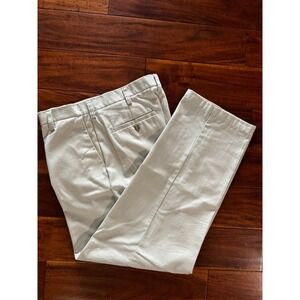 Merona Mens Ultimate Khaki Pants 33x30 Stone Tan 100% Cotton Flat Front Chinos
